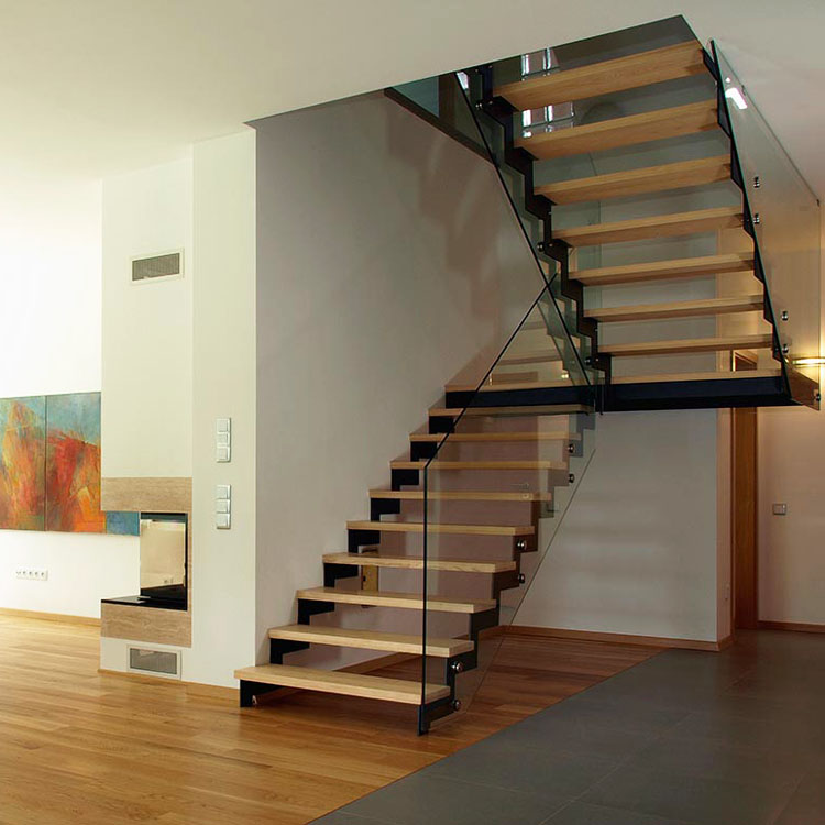 steel wood double staircase