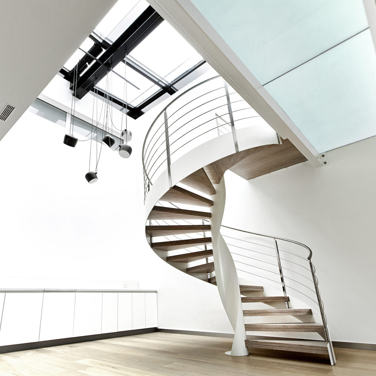 interior steel wood spiral staircase
