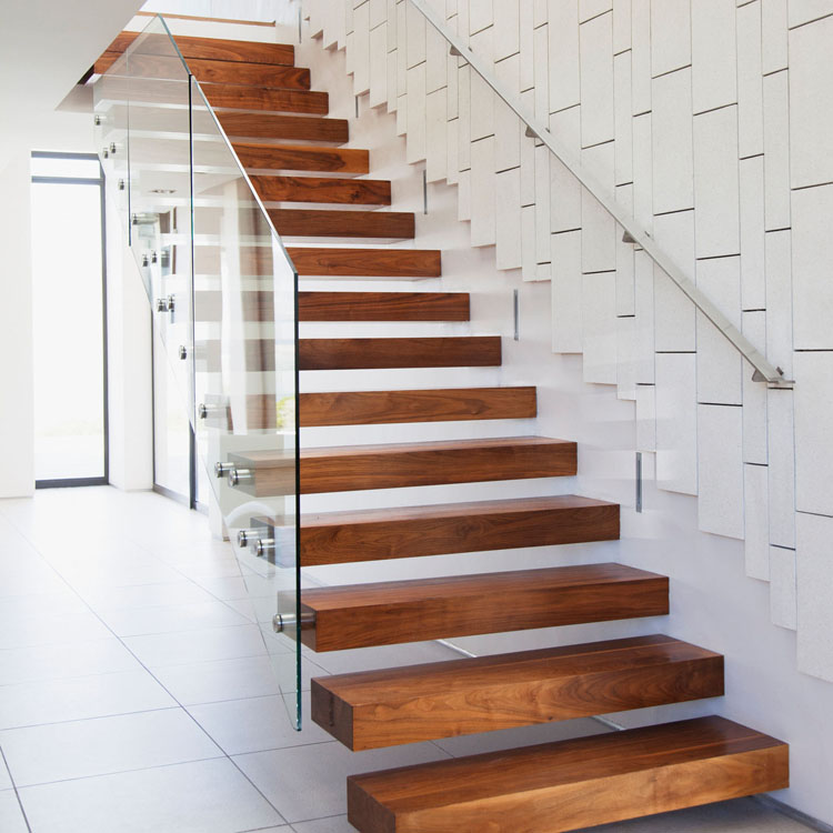 Solid wood floating staircase 